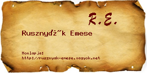 Rusznyák Emese névjegykártya